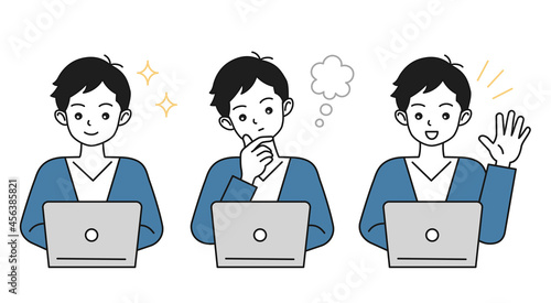 パソコンを操作している男性のイラスト