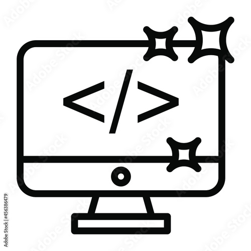 clean code outline design, SEO and web flat design for mobile concepts and web apps. Collection of modern infographic logo and pictogram.