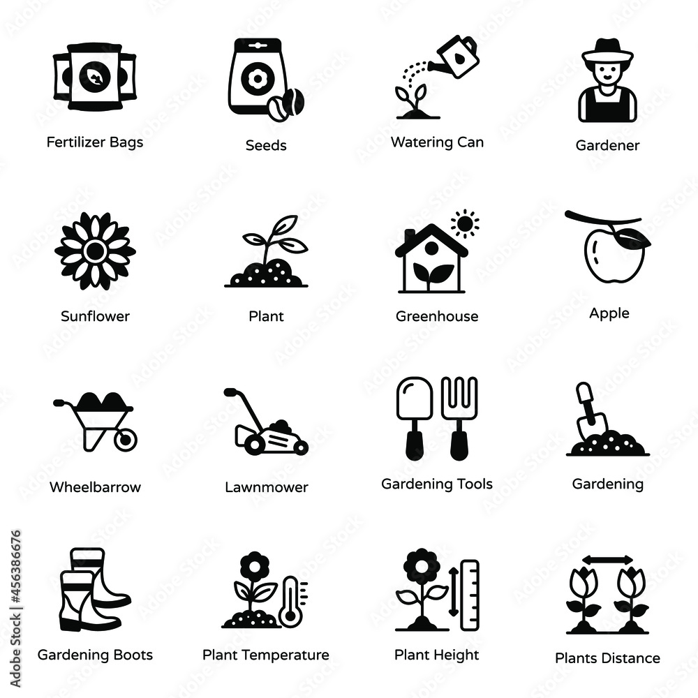 Set of Gardening Solid Icons
Set of Gardening Solid Icons