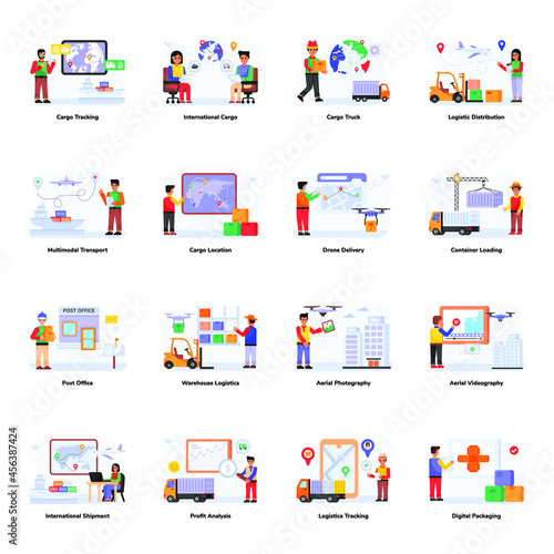 Collection of Delivery Services Flat Illustrations 

