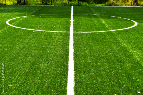 green lawn football field markings