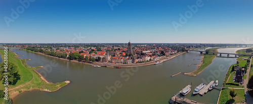 Aerial panorama from the city Deventer in the Netherlands