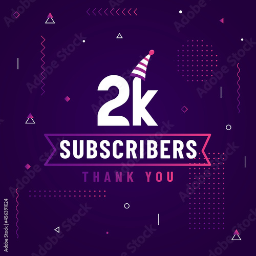 Thank you 2K subscribers, 2000 subscribers celebration modern colorful design.