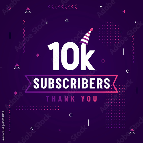 Thank you 10K subscribers, 10000 subscribers celebration modern colorful design.