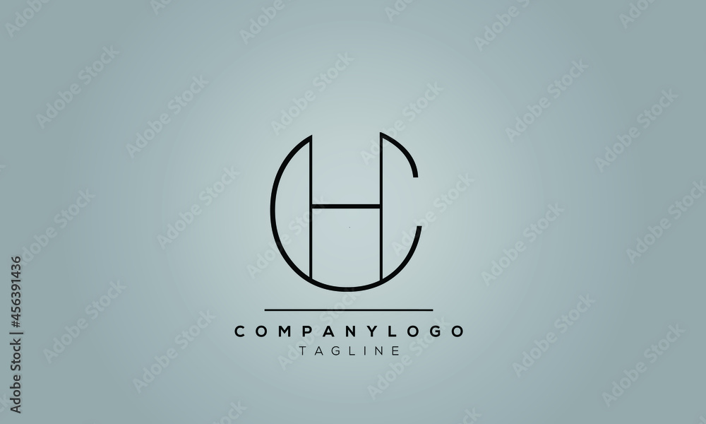 Obraz premium Abstract Letter Initial CH HC Vector Logo Design Template