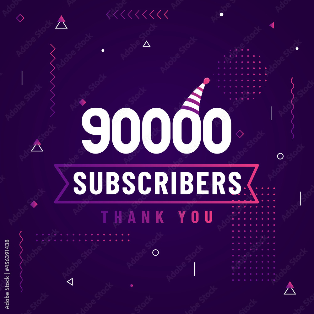 Thank you 90000 subscribers, 90K subscribers celebration modern colorful design. Thank you 90000 subscribers, 90K subscribers celebration modern colorful design.