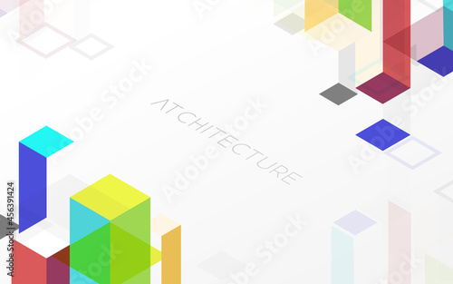 Abstract colorful isometric geometric shape with architecture concept background. Vector illustration