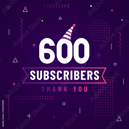 Thank you 600 subscribers celebration modern colorful design.