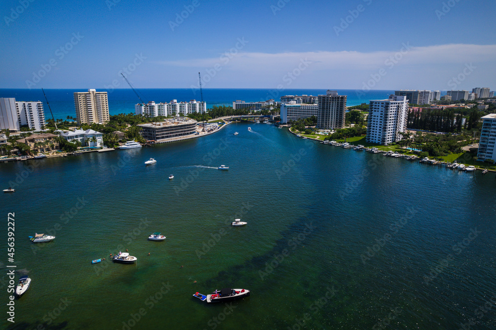 Naklejka premium Aerial Drone of Lake Boca Raton Florida 