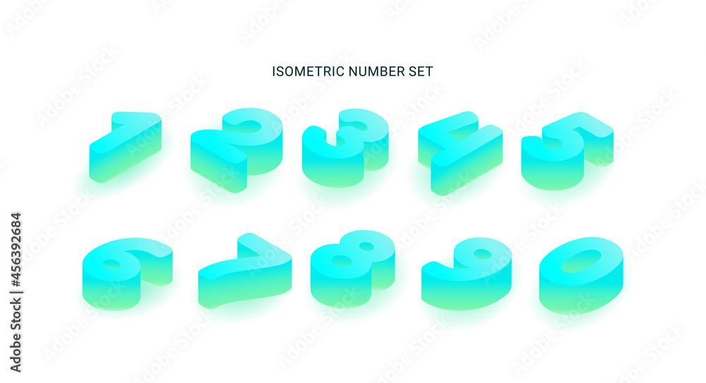 Naklejka premium Vector isometric number set. Isolated typography number on white background. 3d template elements for cards, presentation and banner.