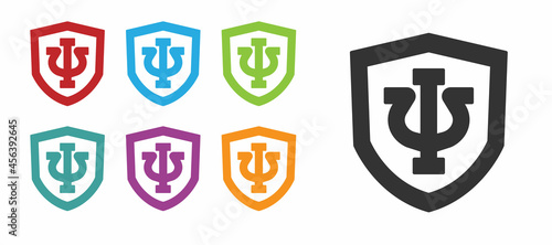 Black Psychology icon isolated on white background. Psi symbol. Mental health concept, psychoanalysis analysis and psychotherapy. Set icons colorful. Vector