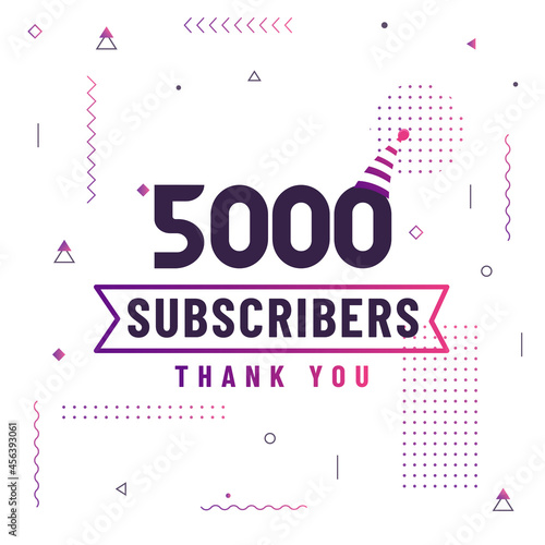 Thank you 5000 subscribers, 5K subscribers celebration modern colorful design.
