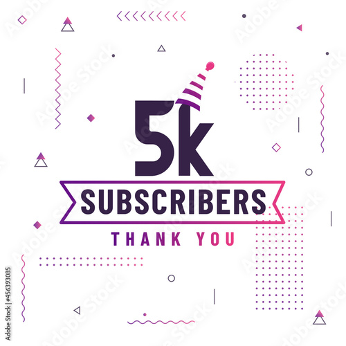 Thank you 5K subscribers, 5000 subscribers celebration modern colorful design.