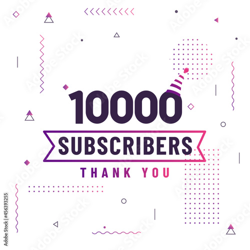 Thank you 10000 subscribers, 10K subscribers celebration modern colorful design.