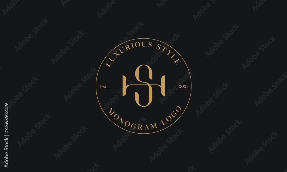 Alphabet HS or SH abstract monogram vector logo template