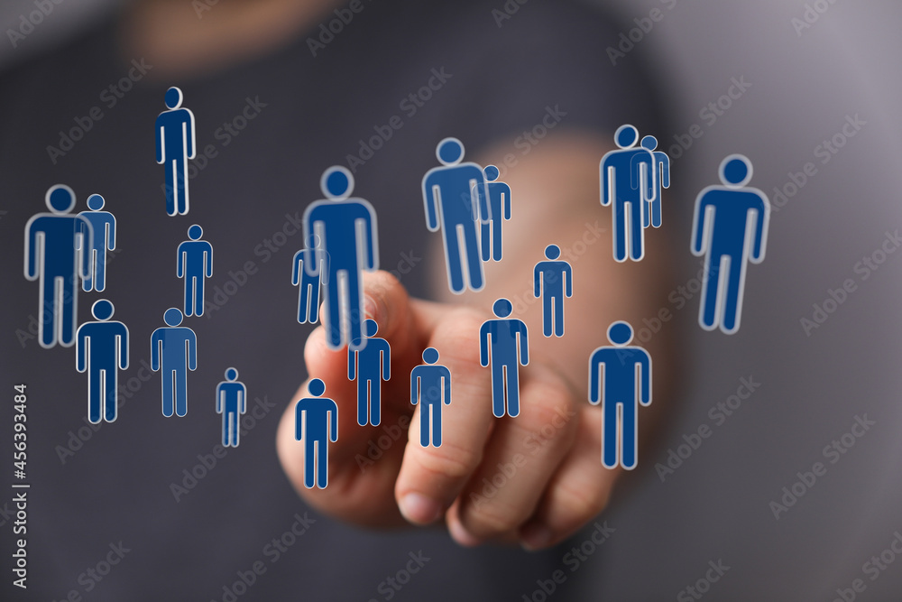 holding 3D rendering group of blue people holding 3D rendering group of blue people