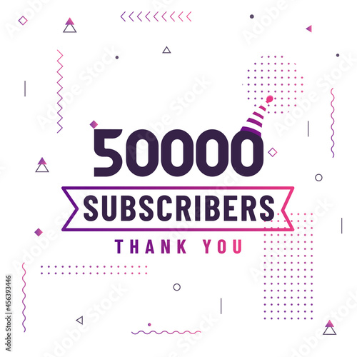 Thank you 50000 subscribers, 50K subscribers celebration modern colorful design.