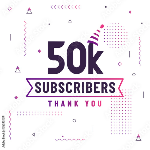 Thank you 50K subscribers, 50000 subscribers celebration modern colorful design.