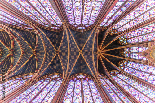 Interior of the Sainte Chapelle, Ile de la Cite in Paris, France, Europe © jeeweevh