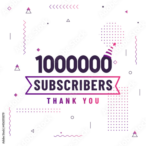 Thank you 1000000 subscribers, 1M subscribers celebration modern colorful design.
