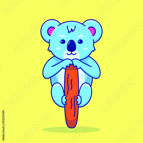 Cute koala chilling on tree cartoon vector icon illustration