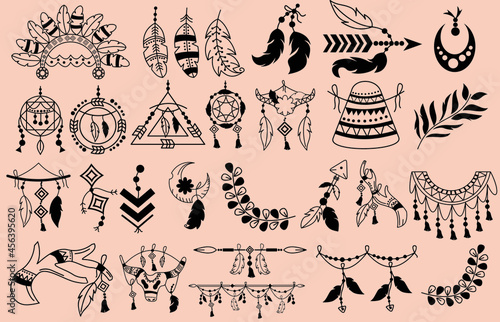 Indian hand drawn boho pattern vector illustration © Edy