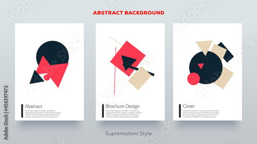 Suprematism design set. Flat style illustration. Creative retro abstract geometric template for brand identity, advertising, poster, banner, flyer, web, app etc. photo