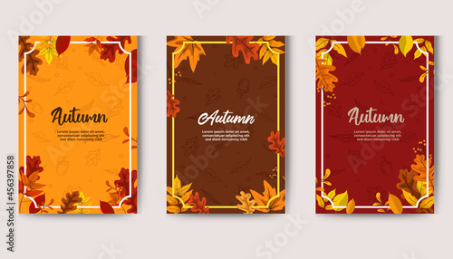 Autumn design with leaves. background, banner, card and poster design