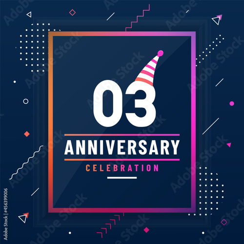 3 years anniversary greetings card, 3 anniversary celebration background free vector.