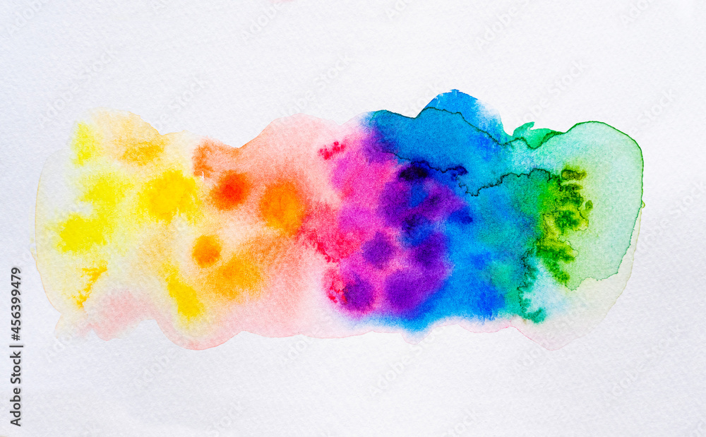 Colorful watercolor brush background. Abstract watercolor stain with paint blotch for banner, template, element for decoration.
