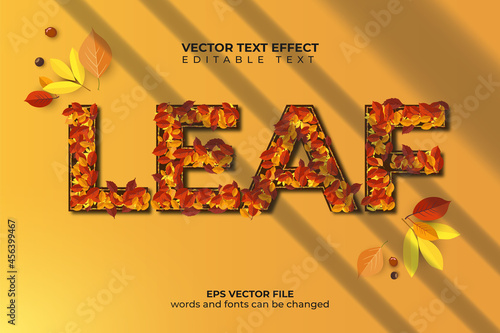 autumn leaves. text effect with leaf pattern