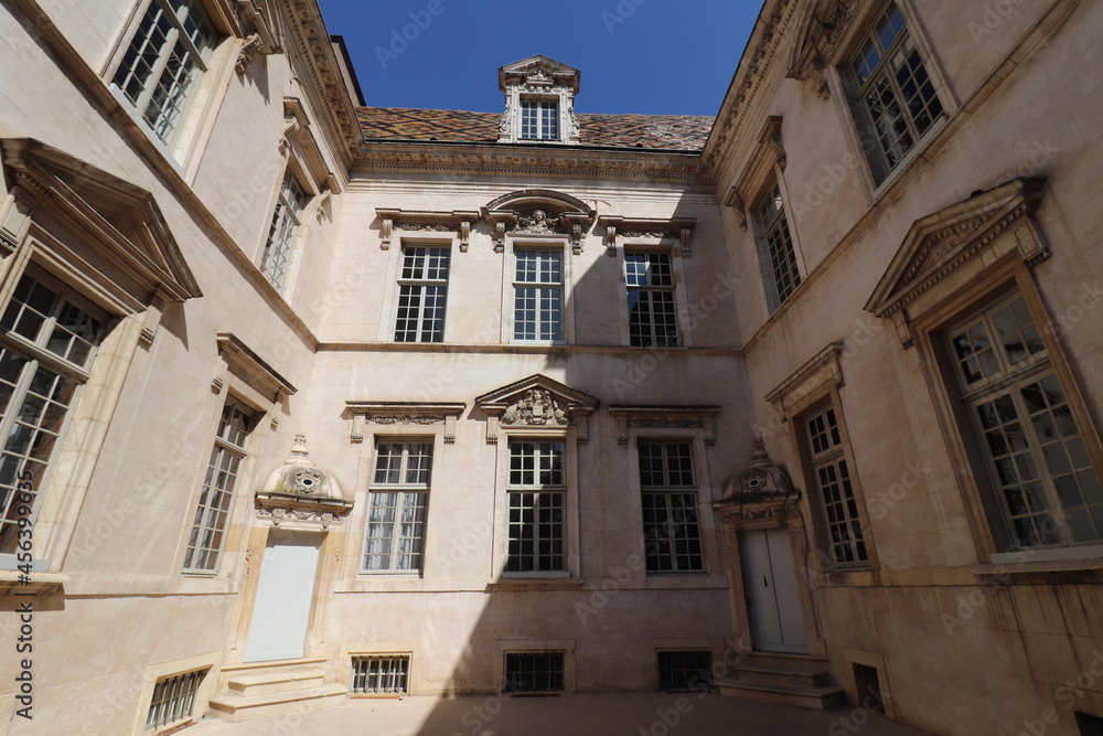 Immeuble typique, vue de l'exterieur, ville de Dijon, departement de la Cote d'Or, France