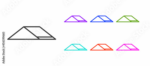 Black line Skate park icon isolated on white background. Set of ramp, roller, stairs for a skatepark. Extreme sport. Set icons colorful. Vector