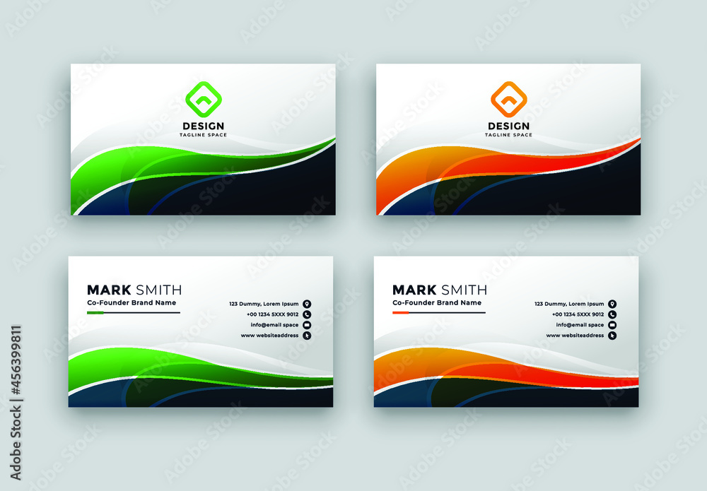 Double-Sided Landscape 2 Color Abstract Business Card Template