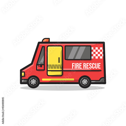 Wallpaper Mural Fire Rescue Department Vehicle Illustration in Line Art Cartoon Style Torontodigital.ca