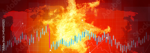 Econimical crisis concept. Spread in the world, economy is down. 3d illustration photo