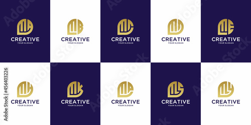Set of creative monogram letter m logo template