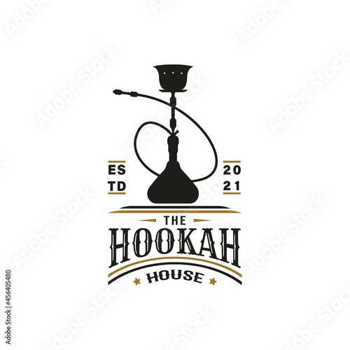 Vintage Retro Shisha Hookah Logo. Lounge Bar Sign. Premium and Luxury Logo Template