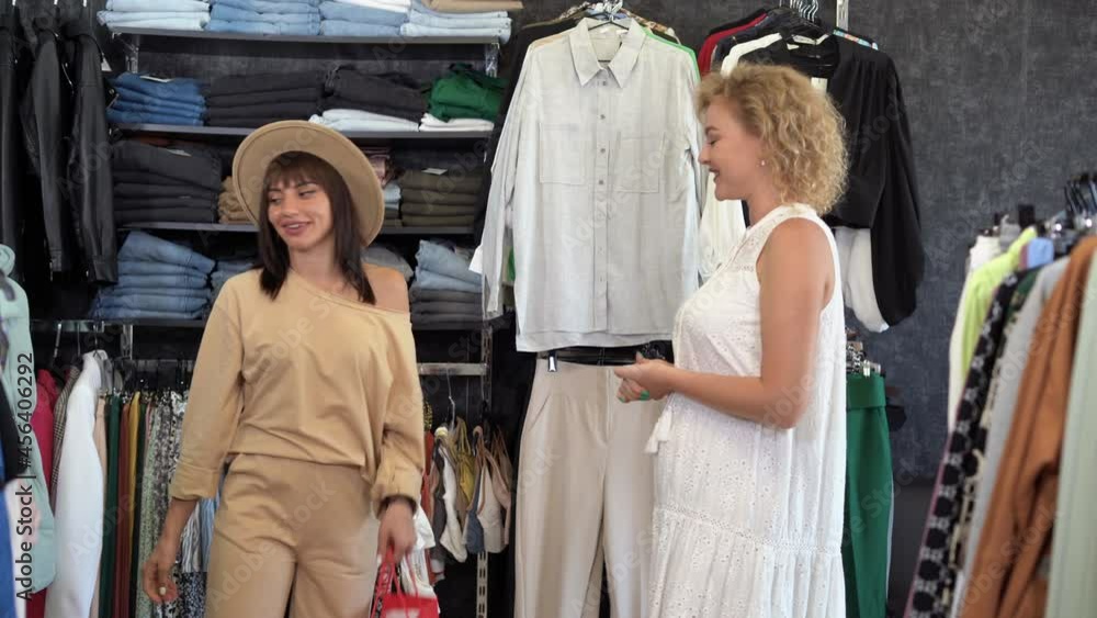 saleswoman handing over bags to woman customer, buyer seller sale discount offer giving consumerism purchase business style clothing boutique. saleswoman handing over bags to woman customer, buyer seller sale discount offer giving consumerism purchase business style clothing boutique.