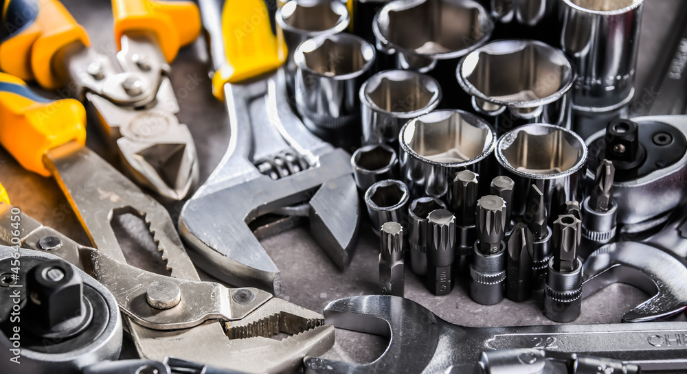 Fototapeta premium Composition with a variety of metal tools