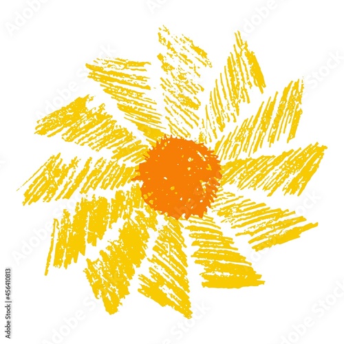Creative hatching sun. Simple vector illustration isolated on white background