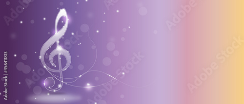 Canvas Print white light music note on purple background