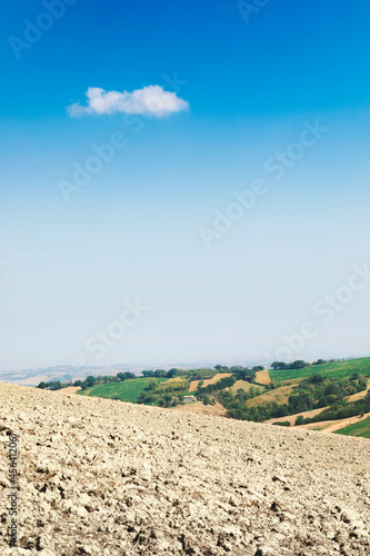 Countryside landscape in summer day  view of plowed fields