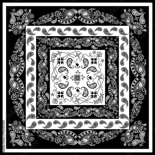 Illustration vector paisley or bandana design in two colors