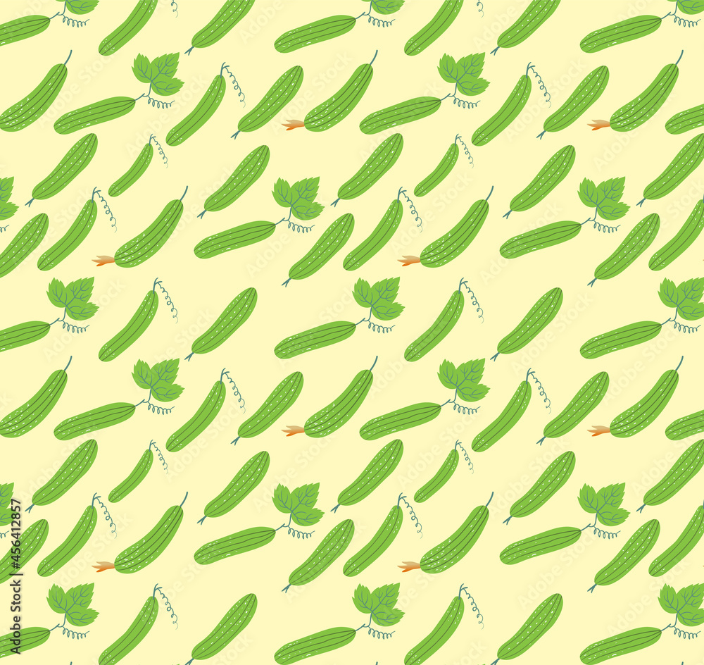 Vector Seamless Pattern with Ridge Gourd/Turai Vector Seamless Pattern with Ridge Gourd/Turai
