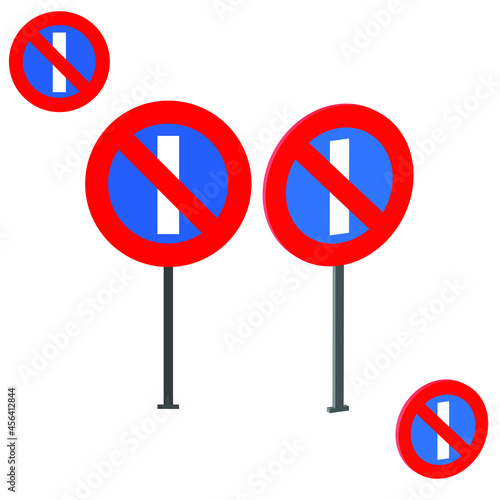 Parking prohibited on dates with odd number sign with 3d view, traffic signs 