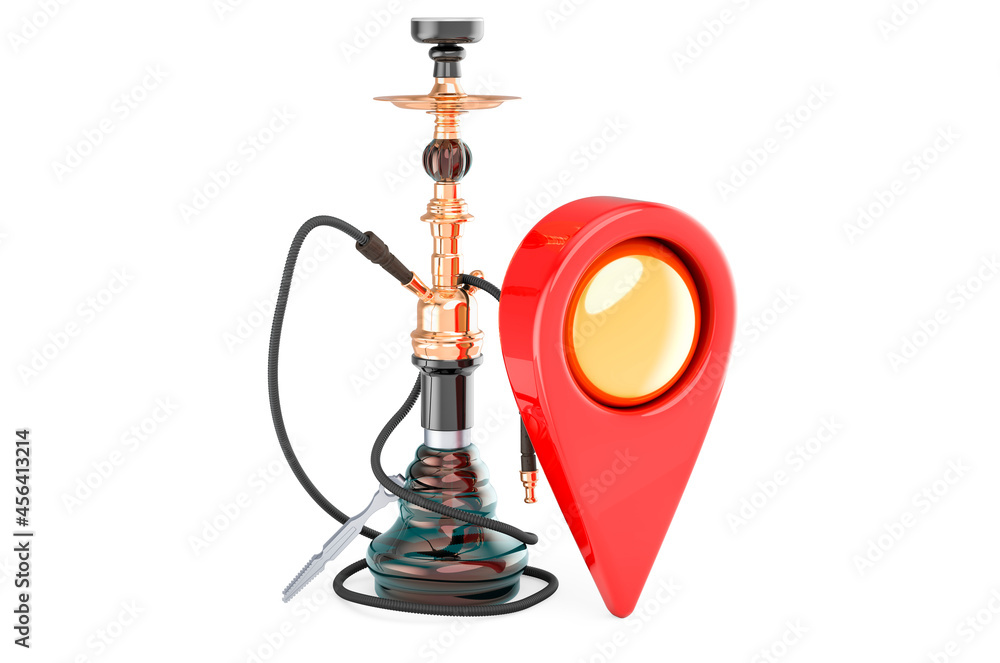 Hookah with map pointer. 3D rendering Hookah with map pointer. 3D rendering