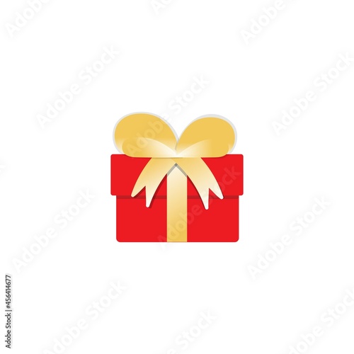 surprise red gift box, birthday celebration, special give away package, loyalty program reward, wonder gift with exclamation mark, vector icon, flat illustration EPS 10