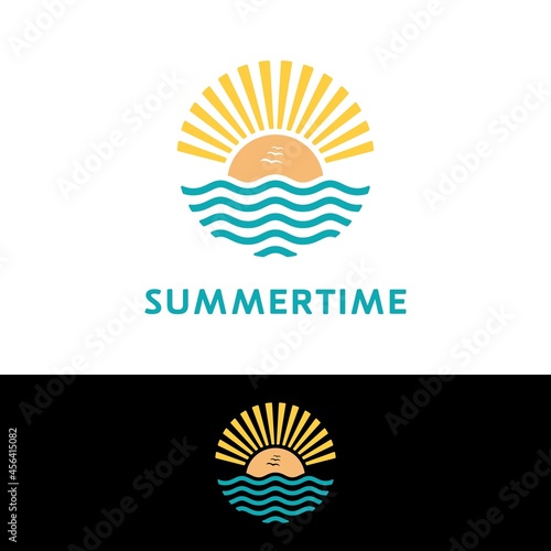 Summer Beach Sunset Beach With Light In The Air Logo Design Inspiration