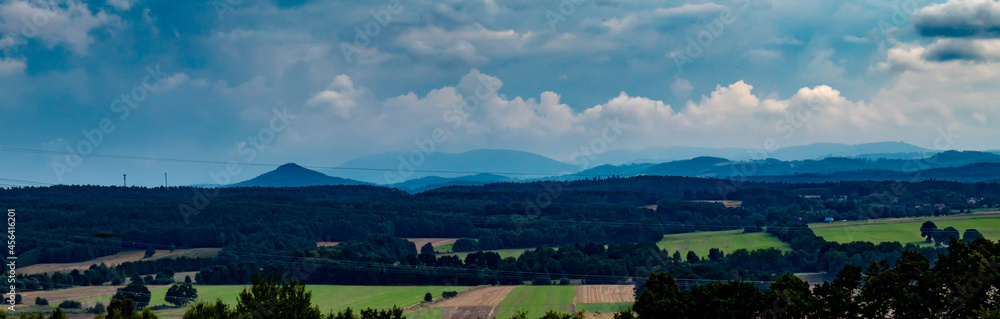 view of the fields and the extinct volcano ostrzyca proboszczowicka